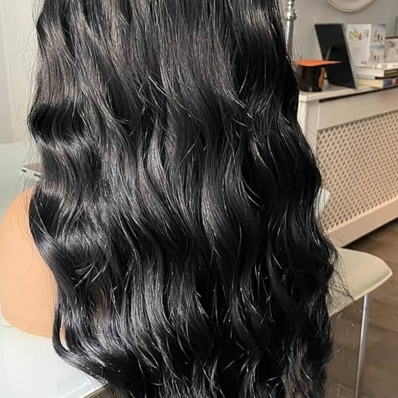 Elegant Black Wavy Long Hair Wig - Picture 3 of 3